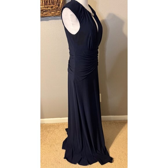 Vince Camuto Long Formal Dress 12 Blue Sleeveless Wedding Party Cruise Washable - Picture 11 of 14